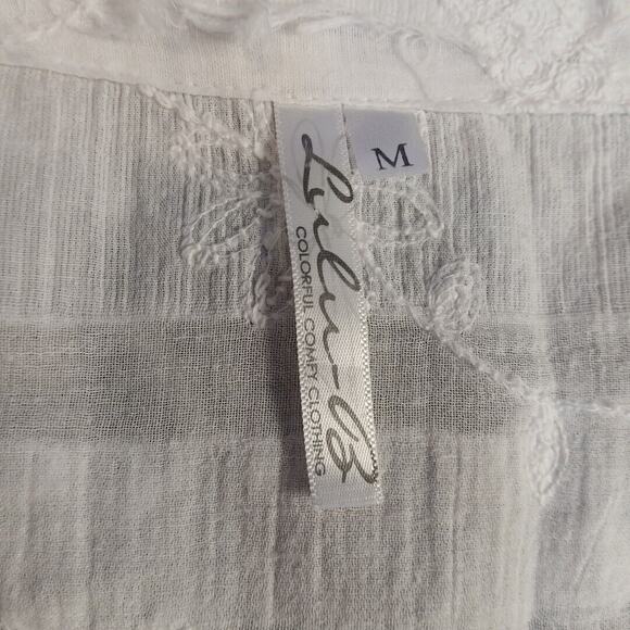 Lulu-B Shirt Womens M Medium White 3/4 Sleeve V-Neck Hippy,Boho - Picture 2 of 9